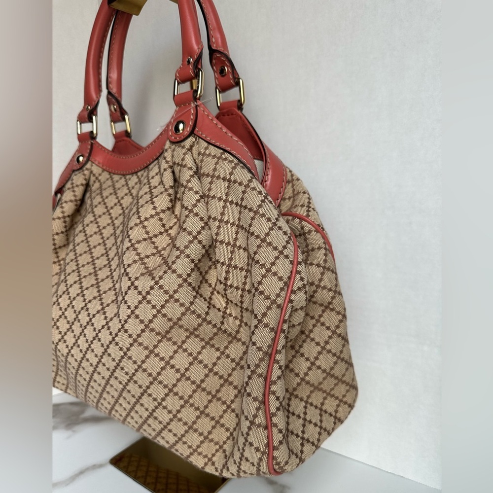 Authentic Gucci Diamante Sukey Canvas Tote Bag Brown - Picture 4 of 13